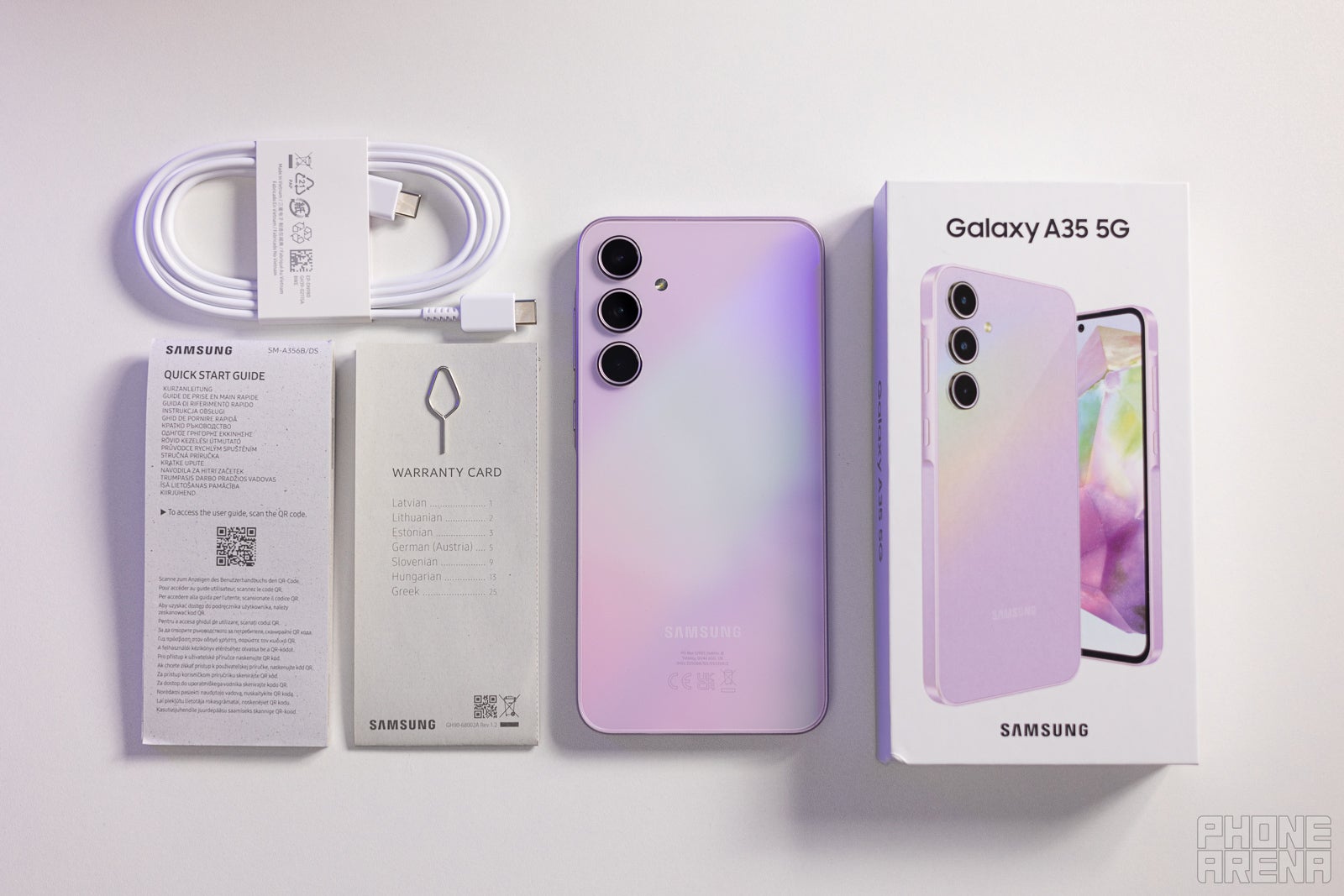 Galaxy A35 5G box contents. (Image by PhoneArena) - Samsung Galaxy A35 5G Review: The affordable phone camera you want to take with you