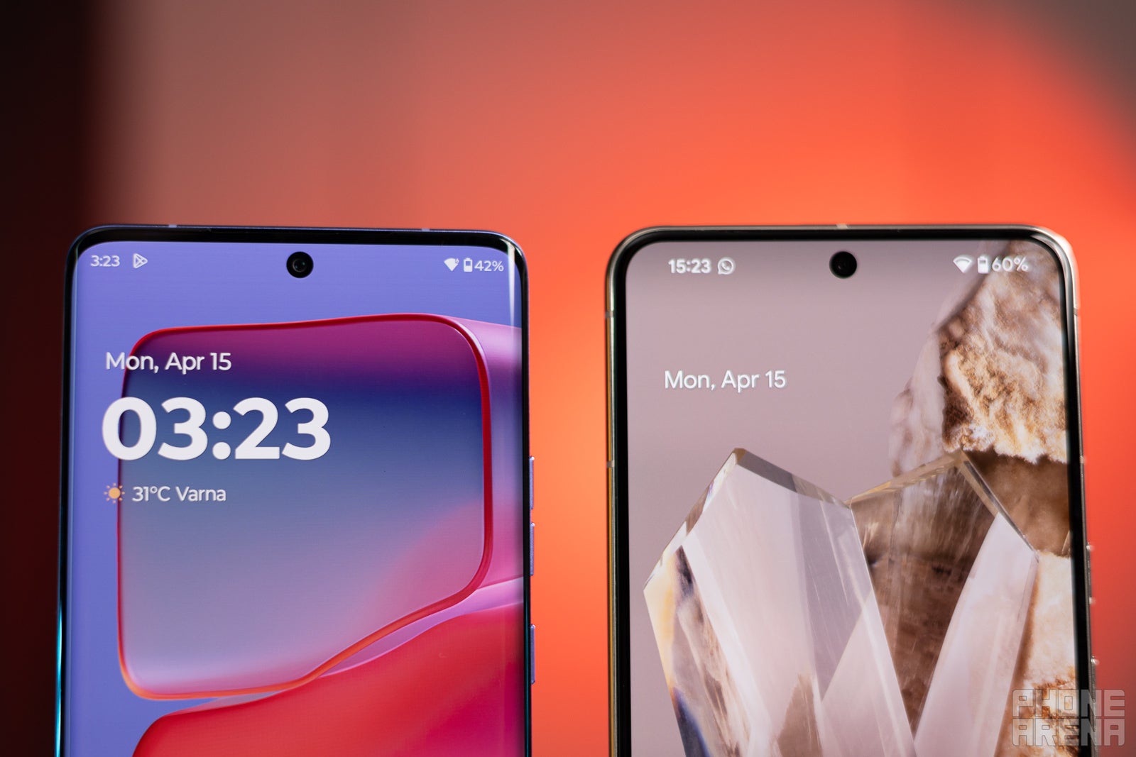 To curve or not to curve... (Image credit - PhoneArena) - Motorola Edge 50 Pro vs Google Pixel 8 Pro: Neck and neck