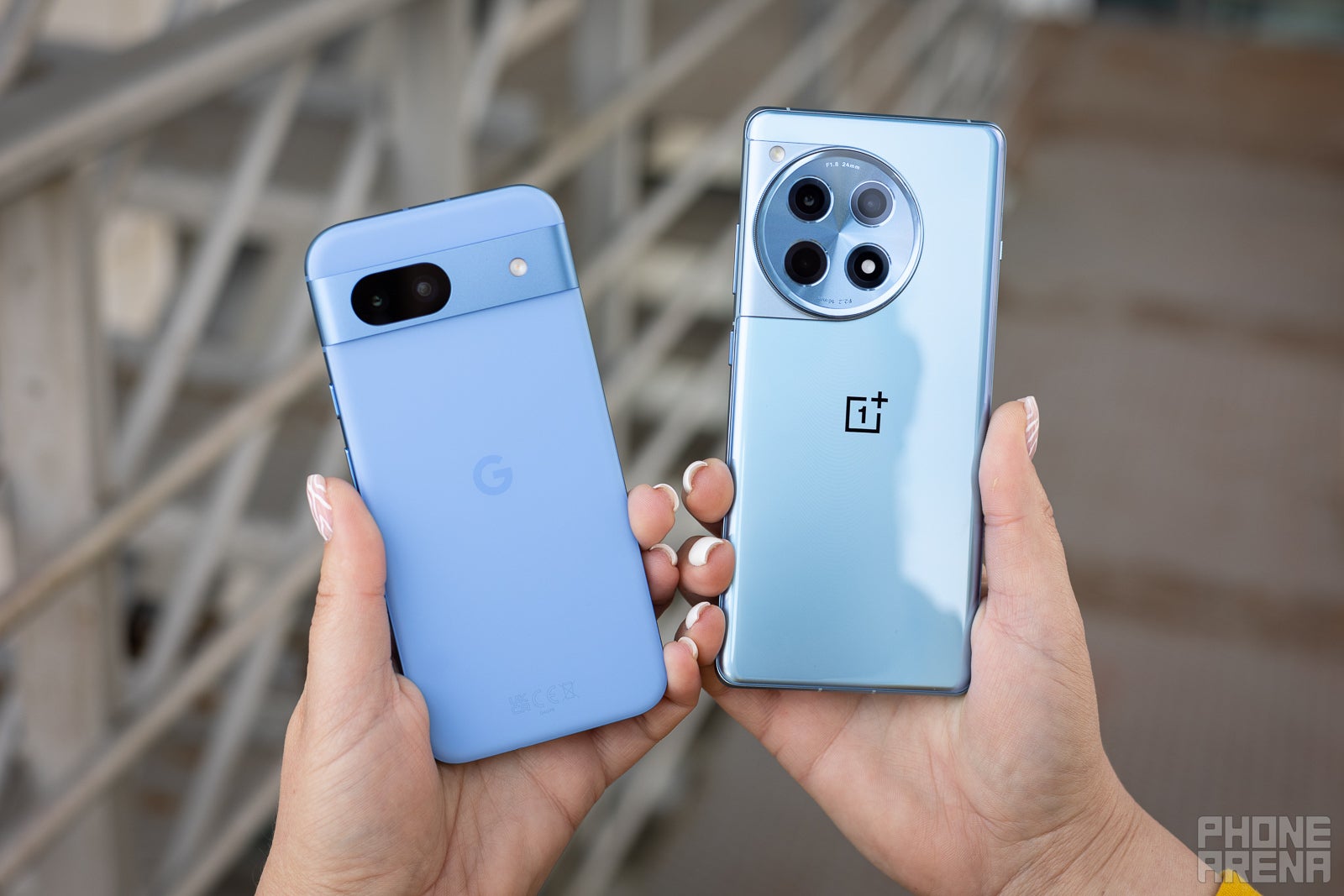 Pixel 8a vs OnePlus 12R design differences. (Image by PhoneArena) - Google Pixel 8a vs OnePlus 12R: The OnePlus mid-range game is strong this year