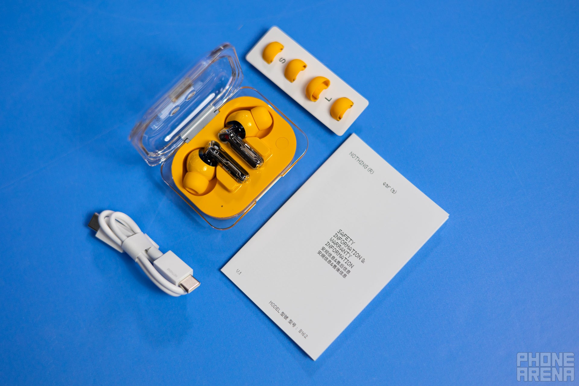 Would've been cool to have a yellow cable as well (Image credit - PhoneArena) - Nothing Ear (a) review: the perfect $100 replacement
