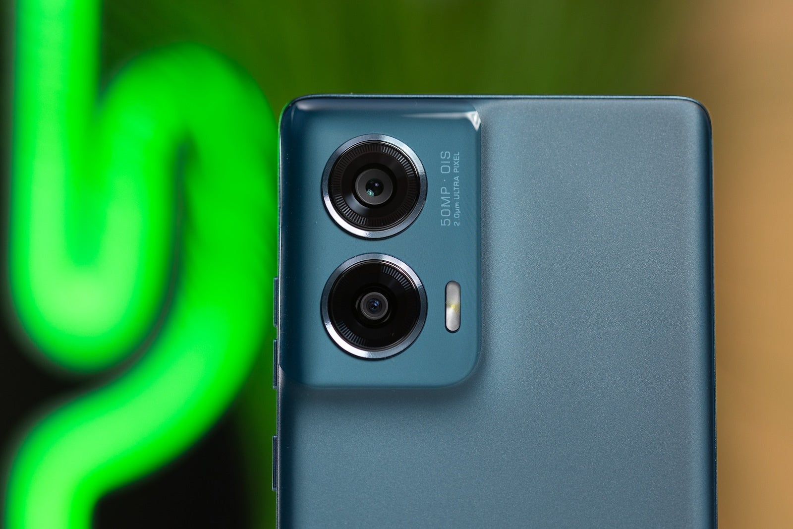 A close-up photo of the The Motorola Edge 50 Fusion cameras. (Image by PhoneArena) - Motorola Edge 50 Fusion Review: This might be one of the best-value phones for 2024