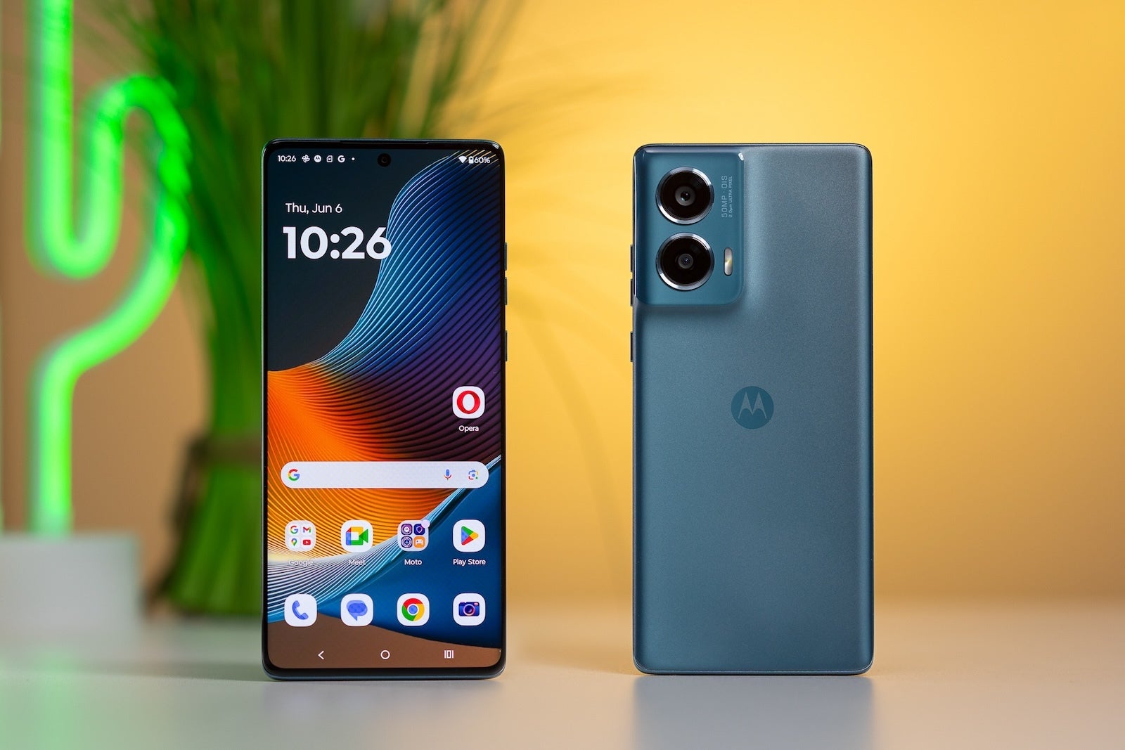 The Motorola Edge 50 Fusion in&amp;nbsp;Forest Blue photographed from the front and back. (Image by PhoneArena)&quot;&amp;nbsp - Motorola Edge 50 Fusion Review: This might be one of the best-value phones for 2024