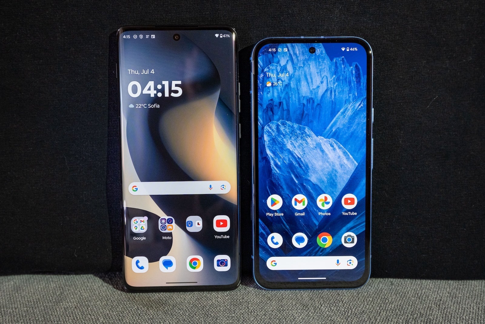 Both displays look absolutely gorgeous, but there is a major caveat to each of them (Image by PhoneArena) - Motorola Edge (2024) vs Google Pixel 8a: It&#039;s hard to beat the Android king