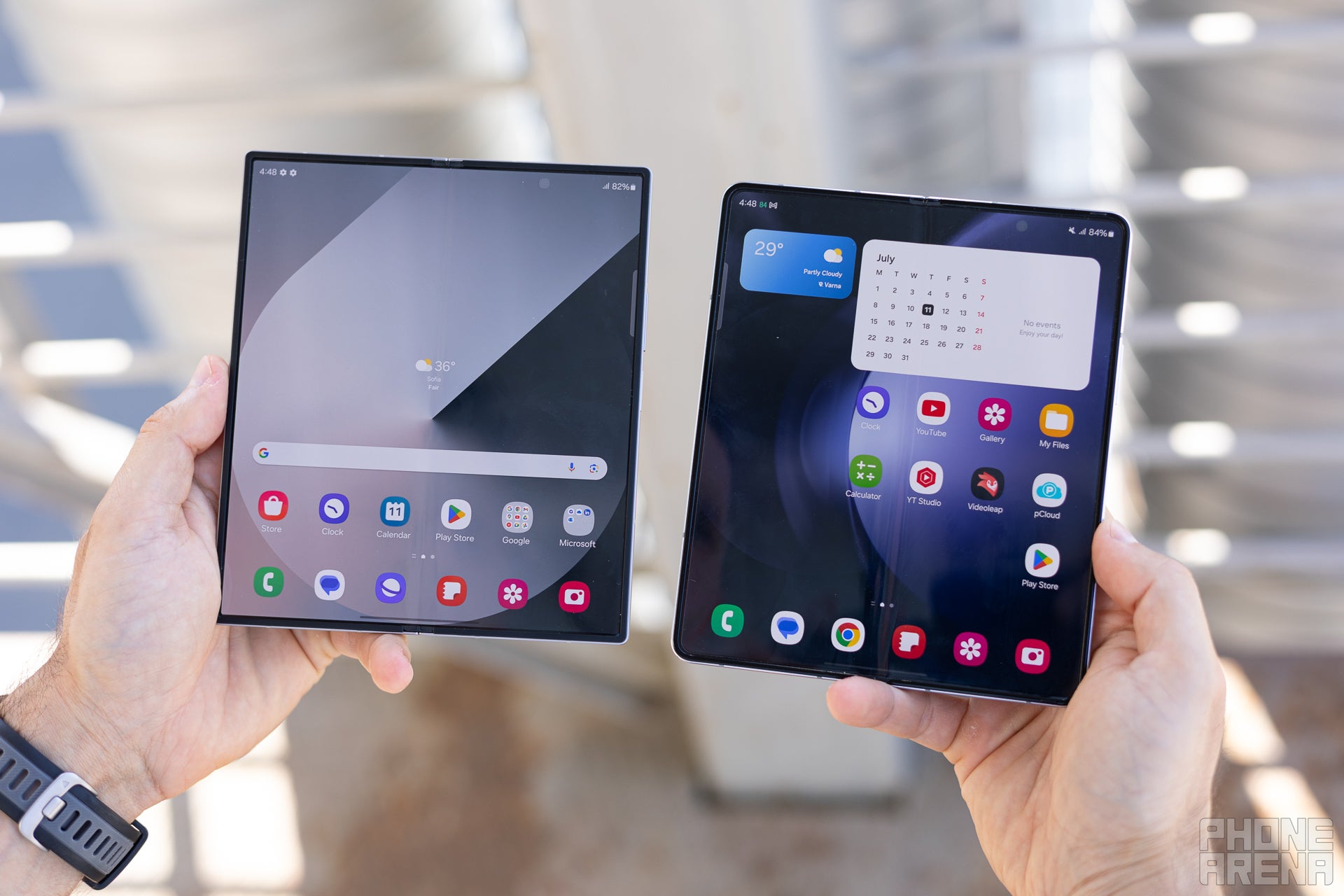 Z Fold 6 - esquerda, Z Fold 5 - direita - Galaxy Z Fold 6 vs Galaxy Z Fold 5: a evolução não é rápida, mas compensa