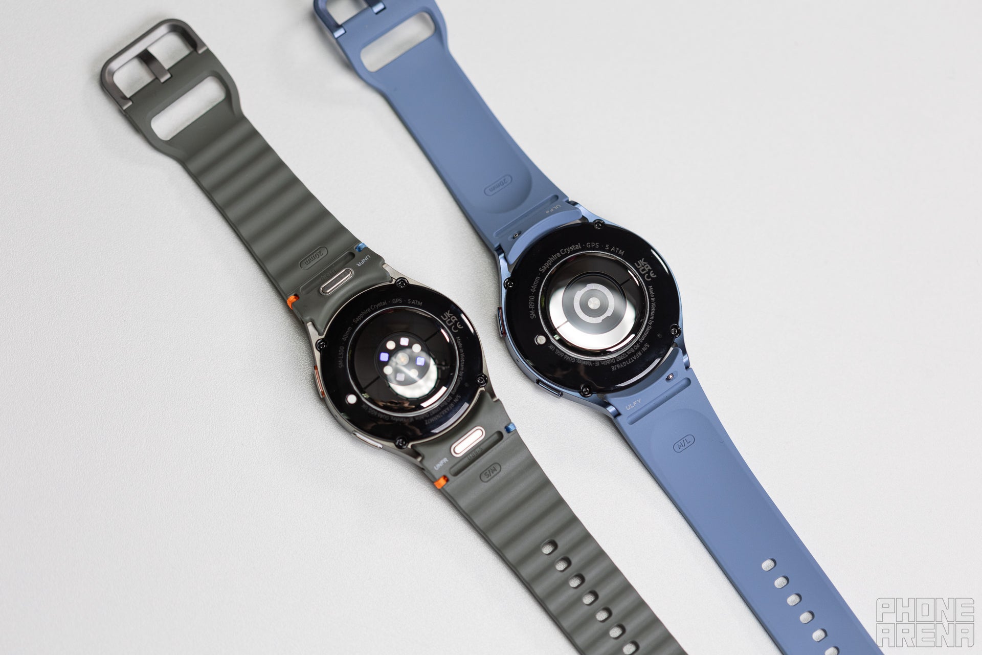 The back sides of the Samsung Galaxy Watch 7 and Galaxy Watch 6