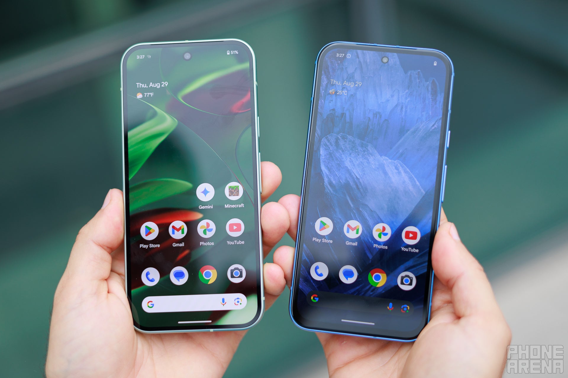 The Pixel 9&#039;s display is brighter, but also slightly larger. (Image by PhoneArena) - Pixel 9 vs Pixel 8a: The price gap widens