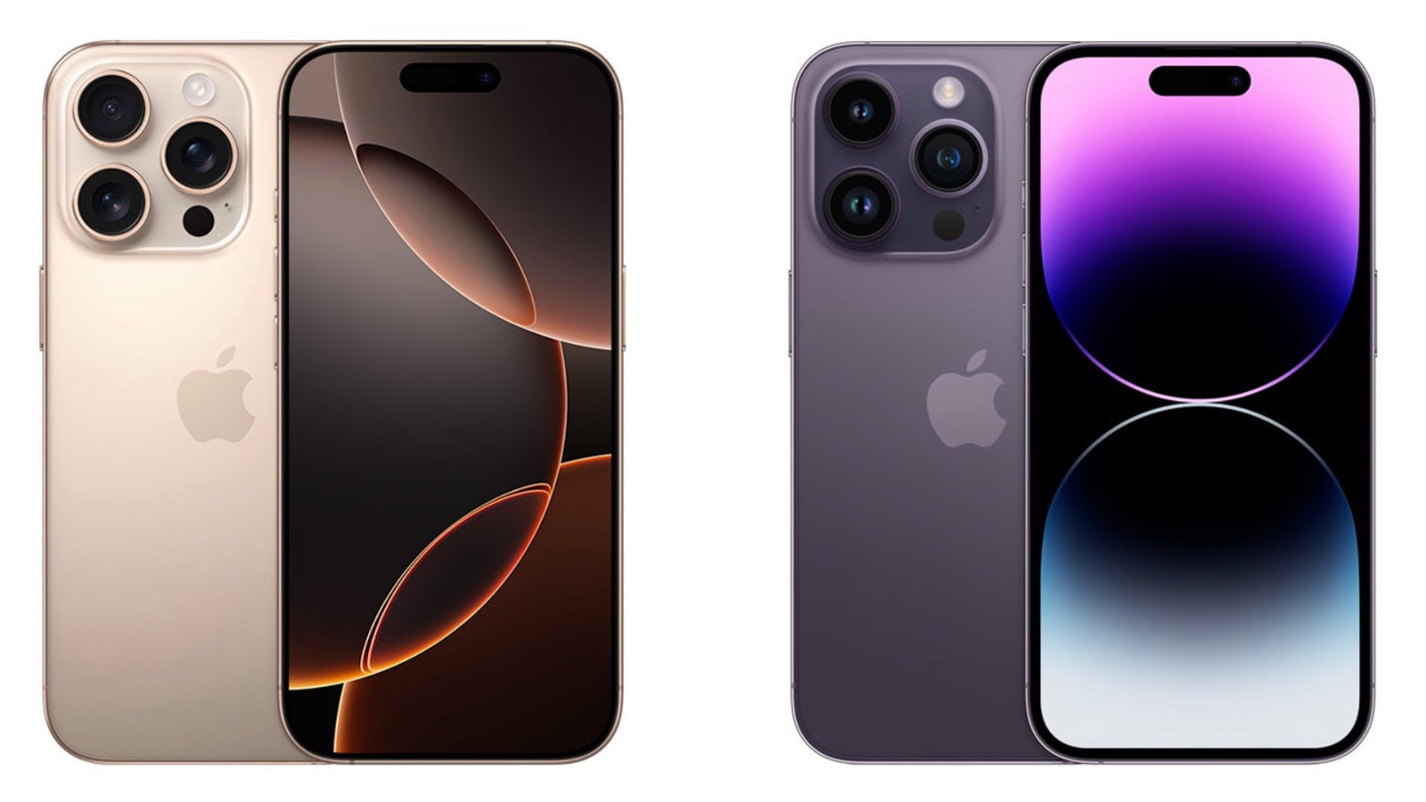 iPhone 16 Pro (on the left) has a similar size to the 14 Pro, but a bigger screen - iPhone 16 Pro vs iPhone 14 Pro: What has changed?