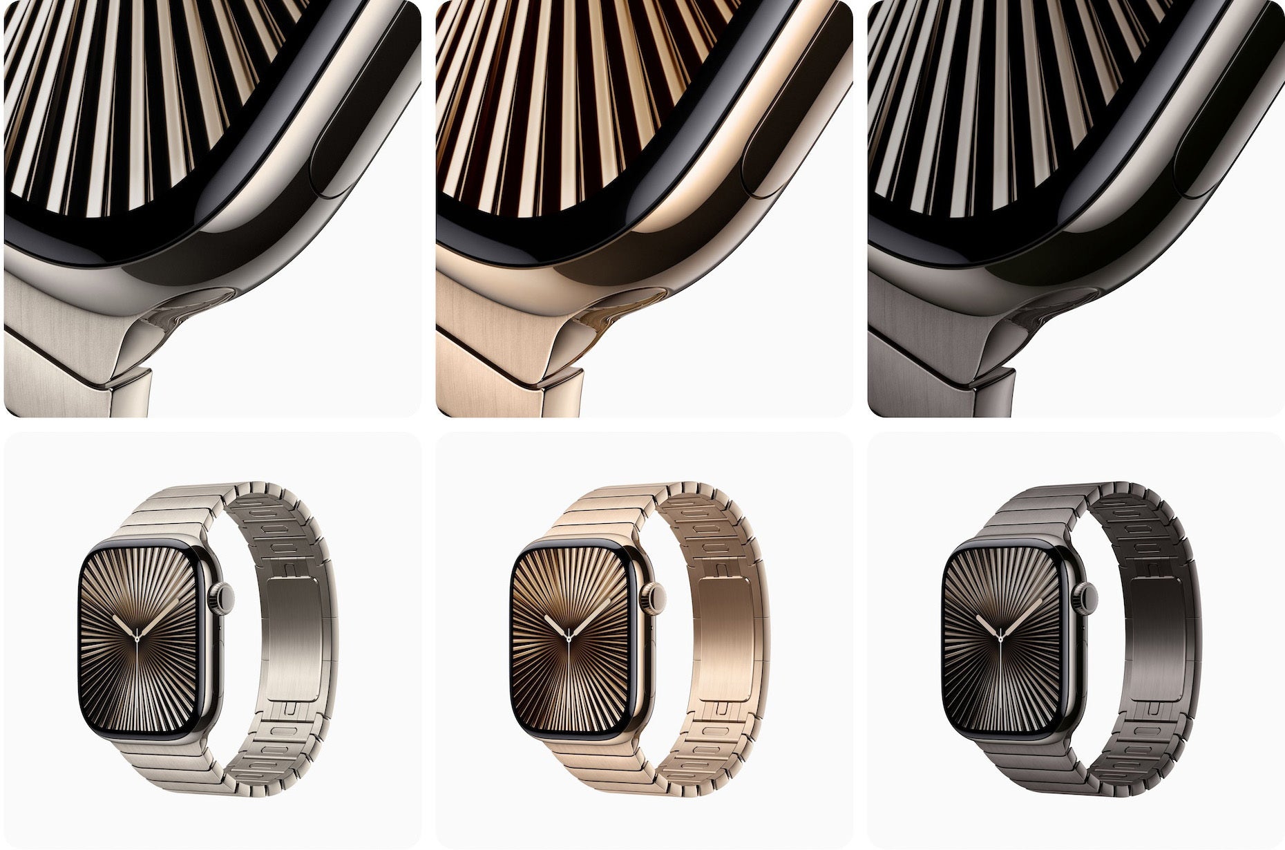 Series 10 titanium in Natural, Gold and Slate - Apple Watch Series 10 vs Series 9: All the differences explained