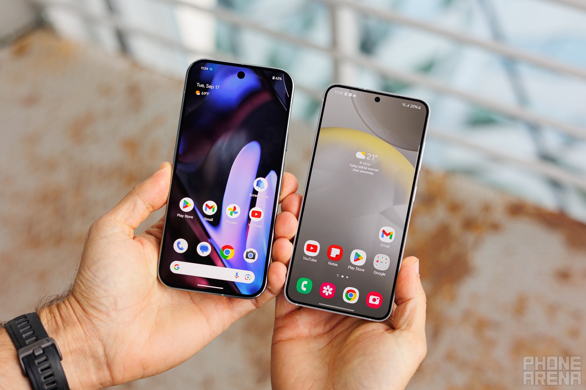 Gorgeous displays but which one is better? (Image by PhoneArena) - Pixel 9 Pro vs Galaxy S24: Can Google beat Samsung at the AI game?