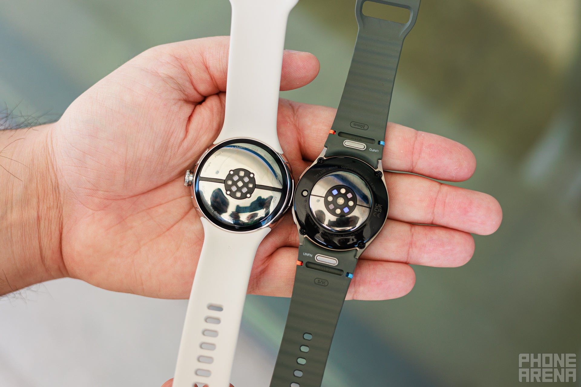 Well-designed from the back (Image by PhoneArena) - Google Pixel Watch 3 vs Samsung Galaxy Watch 7: Extravaganza