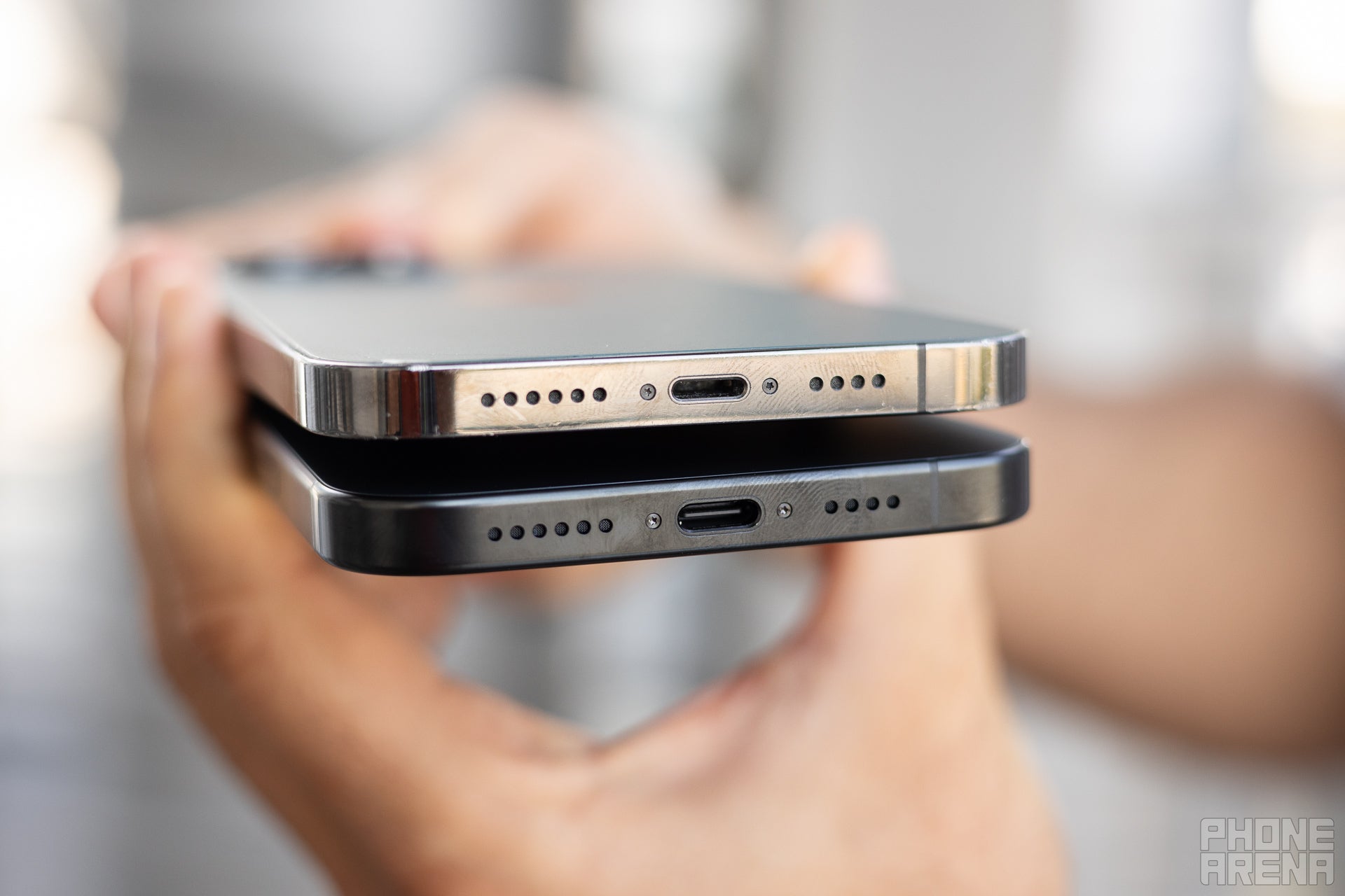 Different ports, different charging speeds (Image by PhoneArena) - Apple iPhone 16 Pro Max vs iPhone 13 Pro Max: Look at me, I'm the battery king now!