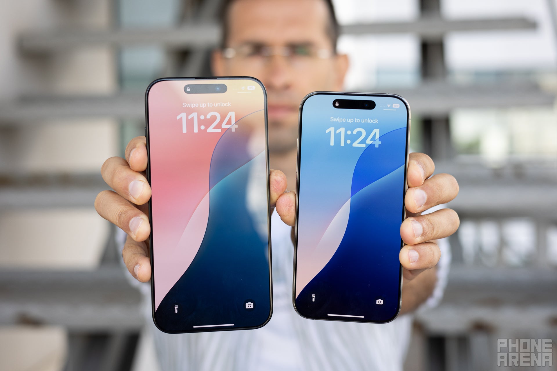 The difference in screen size between the Pro Max and the Pro (Image credit - PhoneArena) - iPhone 16 Pro Max vs iPhone 16 Pro: is there any difference now?