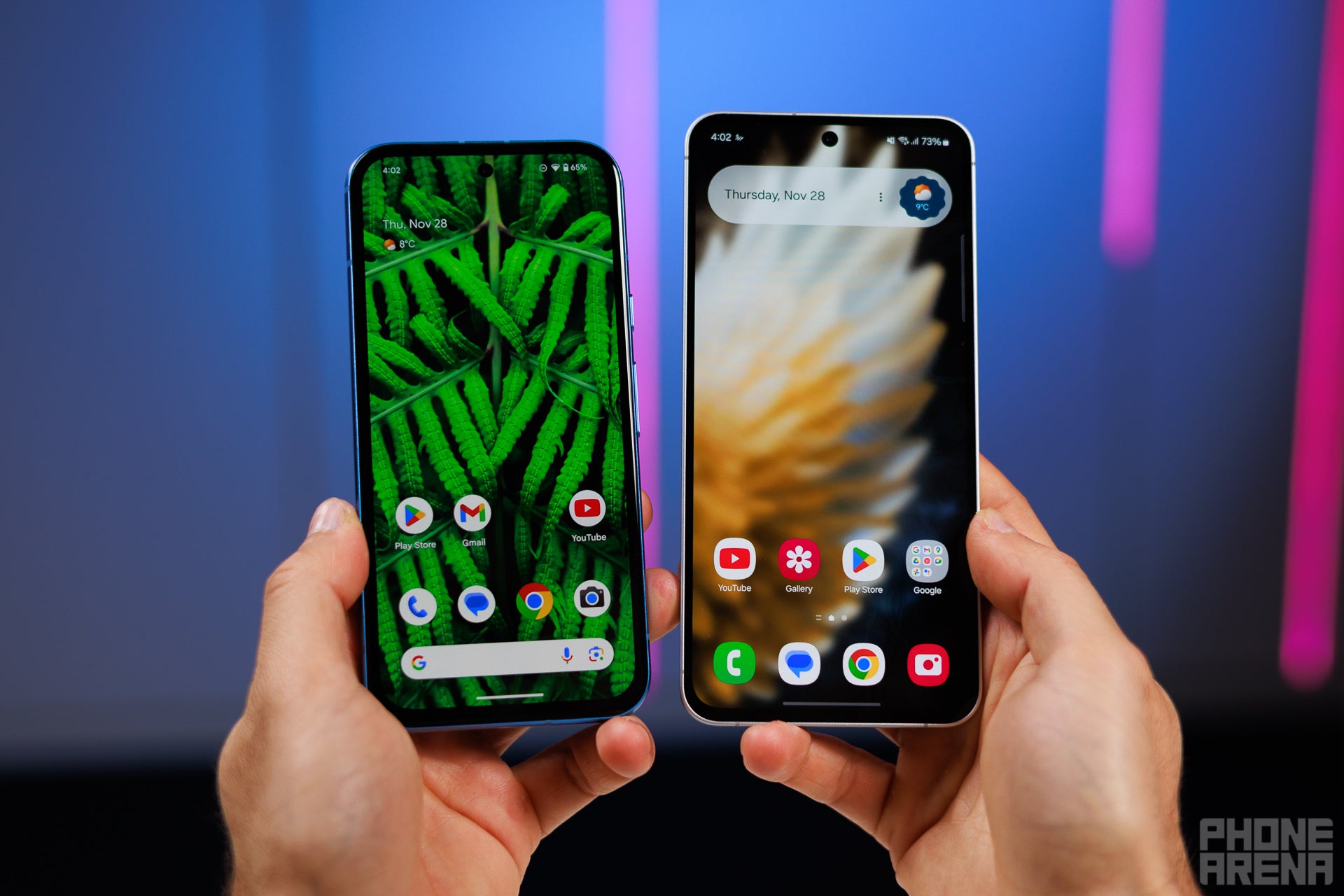 Both have excellent displays (Image by PhoneArena) - Google Pixel 8a or Samsung Galaxy S24 FE: What are the differences