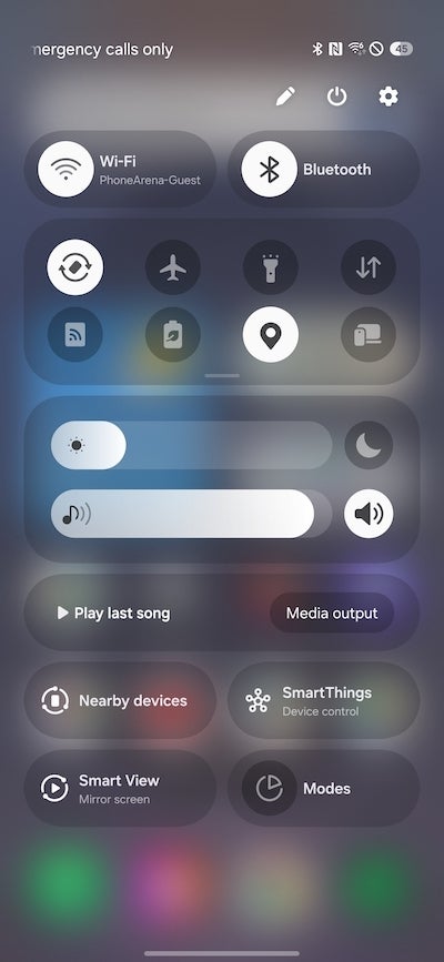 Screenshot of Galaxy 25 Ultra quick settings
