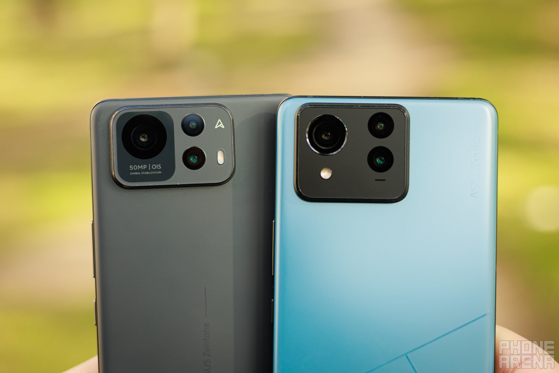 Closeup of the camera modules of the Zenfone 12 Ultra and Zenfone 11 Ultra