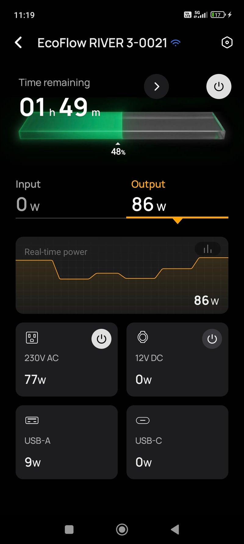 EcoFlow River 3 app screenshot.
