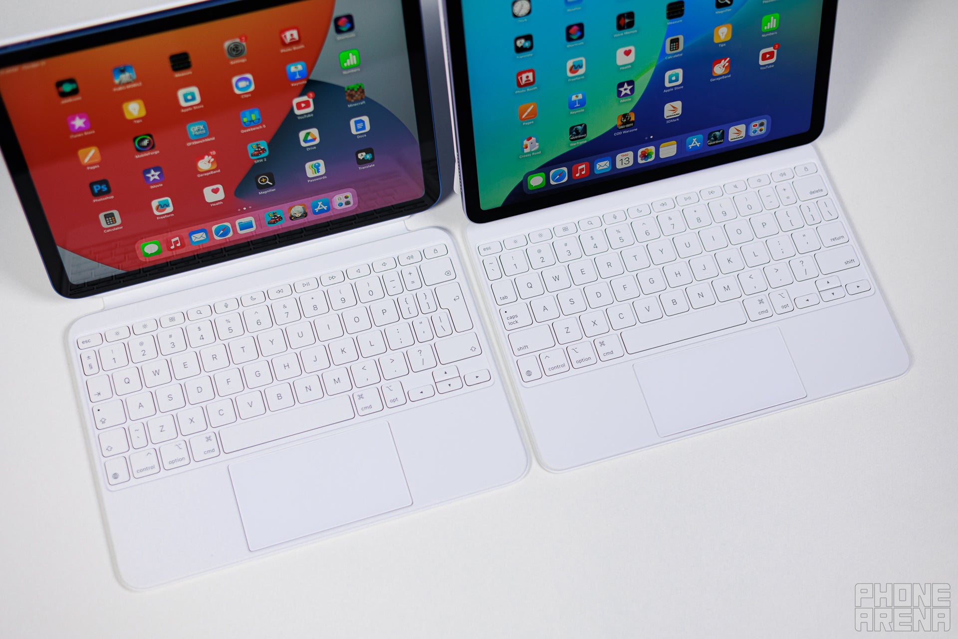 Deep tactile travel and solid feel on both (Image credit - PhoneArena) - iPad A16 vs iPad Air M3: who's the real iPad Pro killer here?