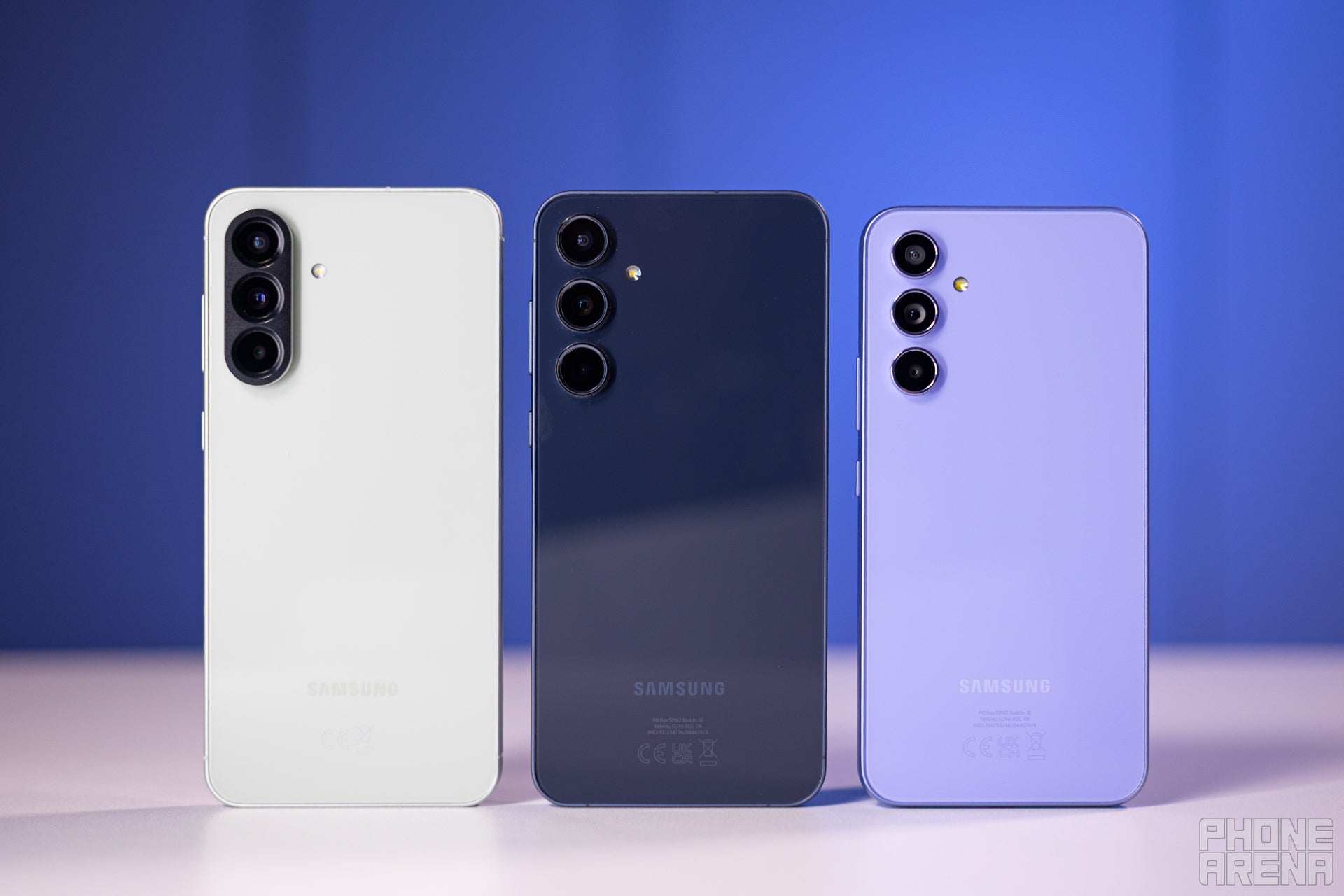 You can clearly see the increase in size when you place the three generations next to each other. | Image by PhoneArena - Samsung Galaxy A56 vs A55 vs A54: Breaking down the evolution in Samsung’s mid-range series