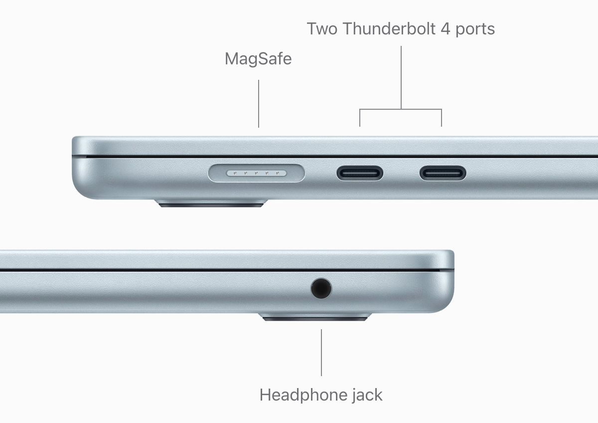 MacBook Air M4 port selection (Image Credit-Apple) - Apple MacBook Air M4 vs Microsoft Surface Laptop 7: macOS vs Windows in the ARM era