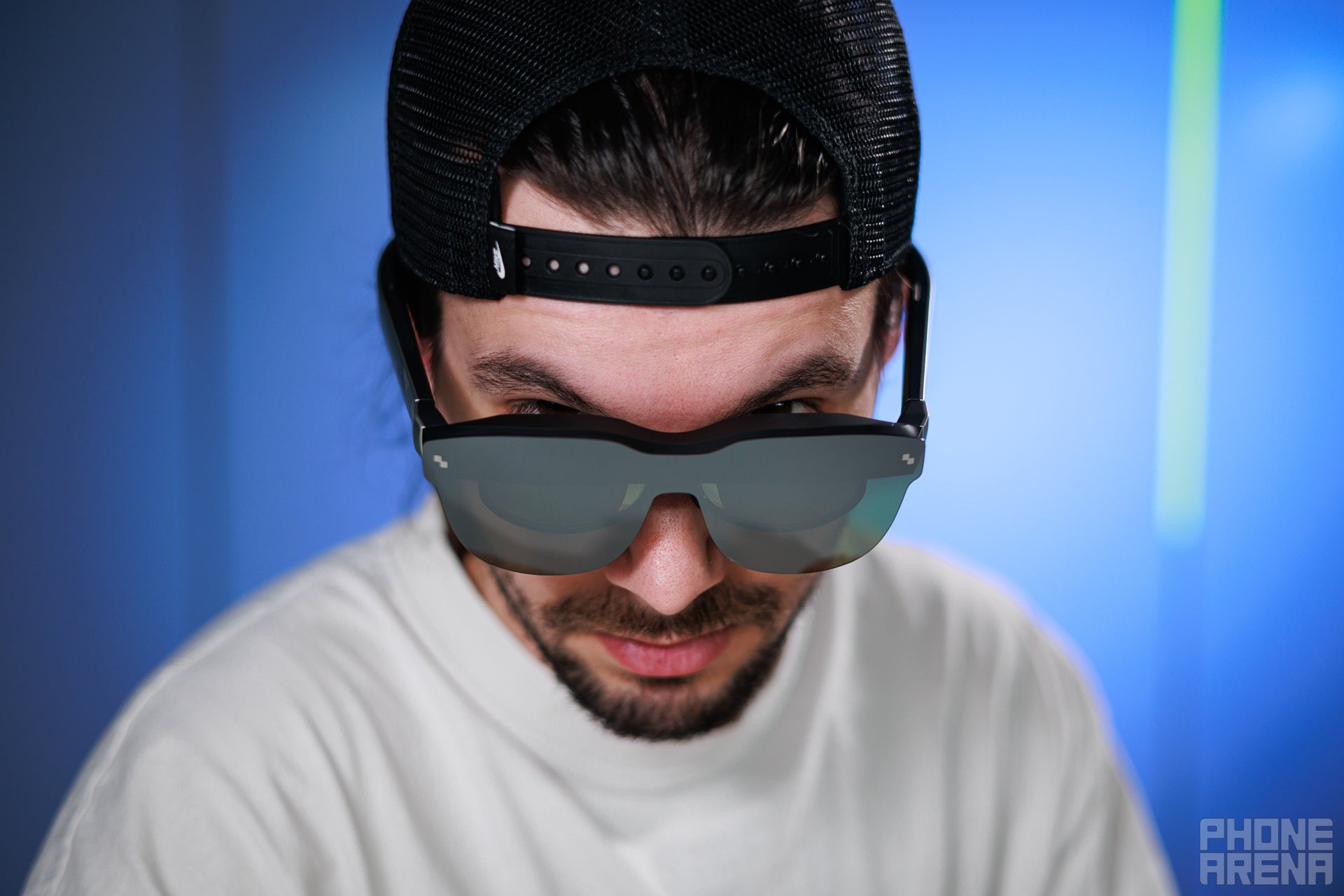 The exact motion that I kept doing while using these on a PC. | Image by PhoneArena - RayNeo Air 3s review: not quite XR, but hear me out