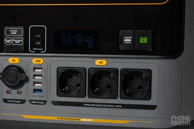 Close-up of the Vtoman FlashSpeed 1500 ports.