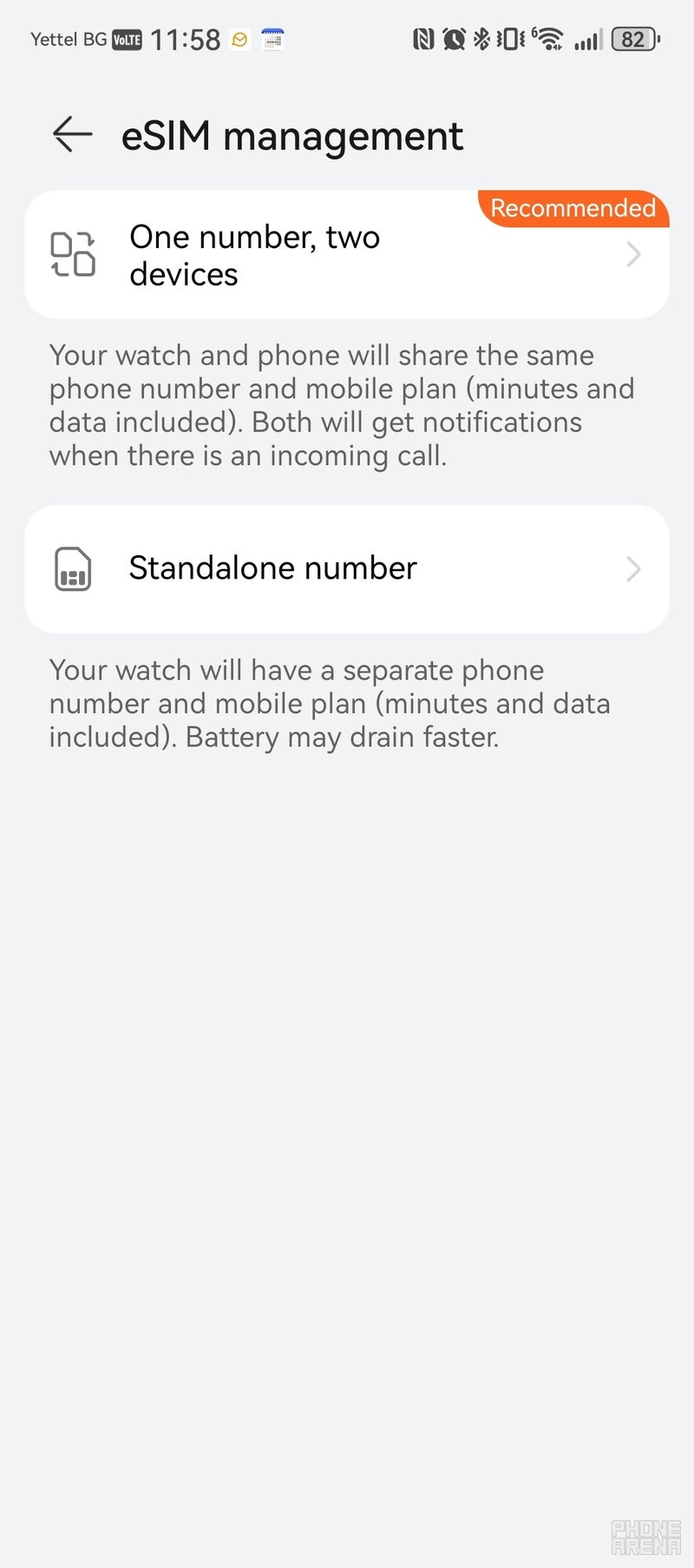 eSIM settings