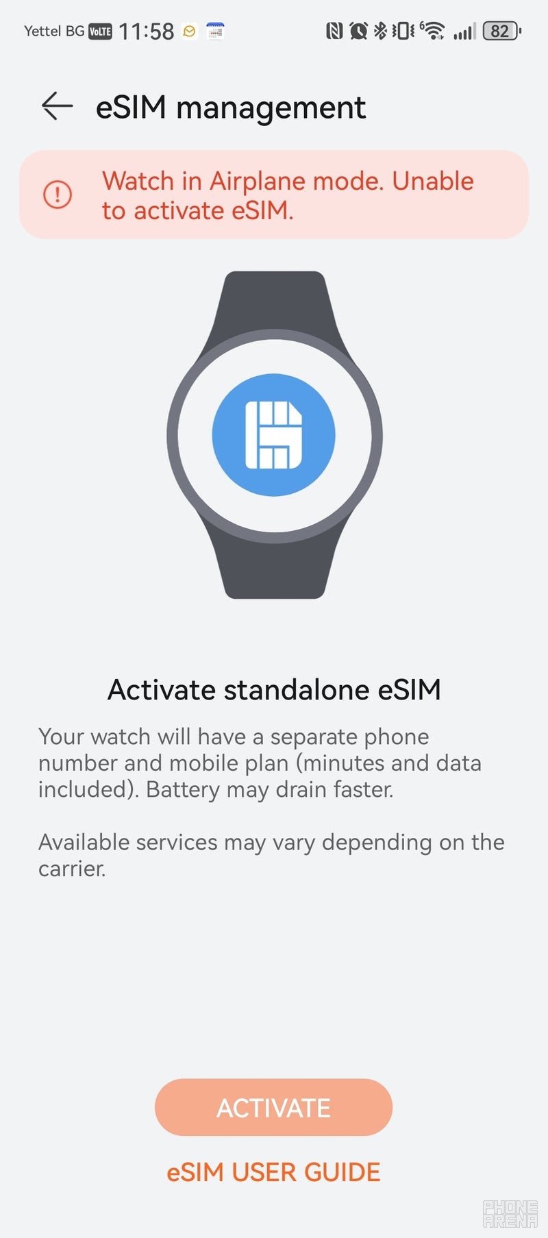 eSIM settings