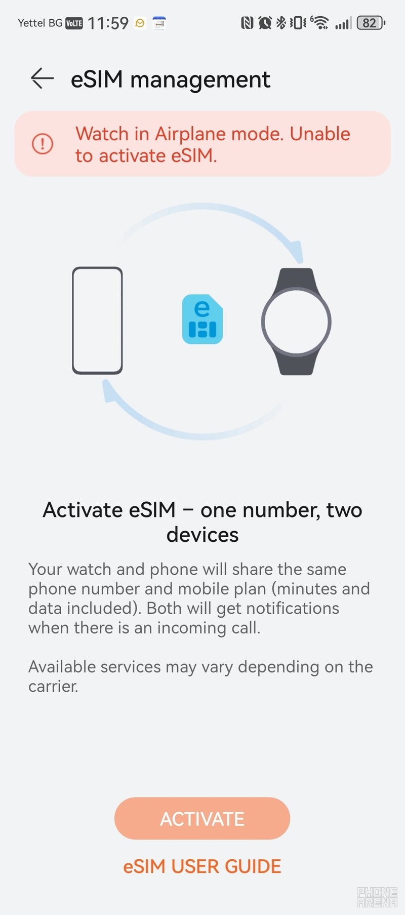 eSIM settings