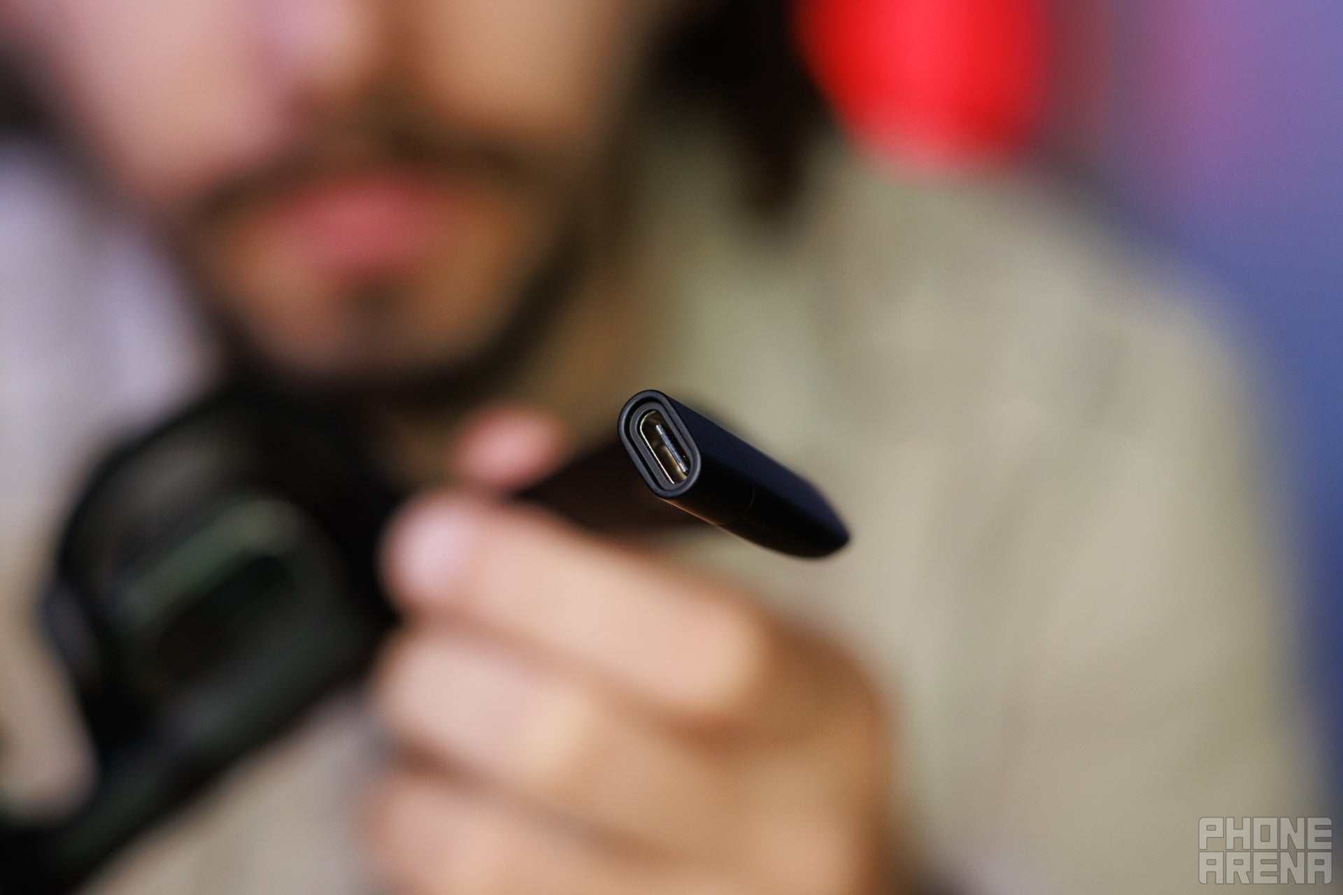 Here&#039;s where the cable goes in. | Image by PhoneArena - Xreal One Pro and Eye review: better, but not for everybody