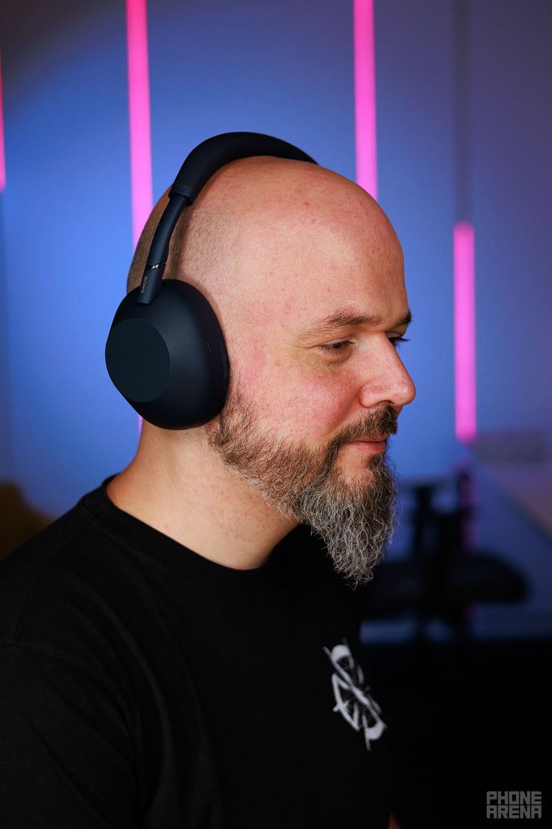 Sony WH-1000XM6 on a person's head