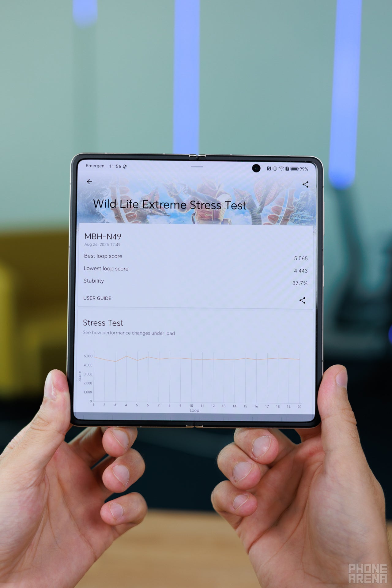 Honor Magic V5 unfolded, settings on screen