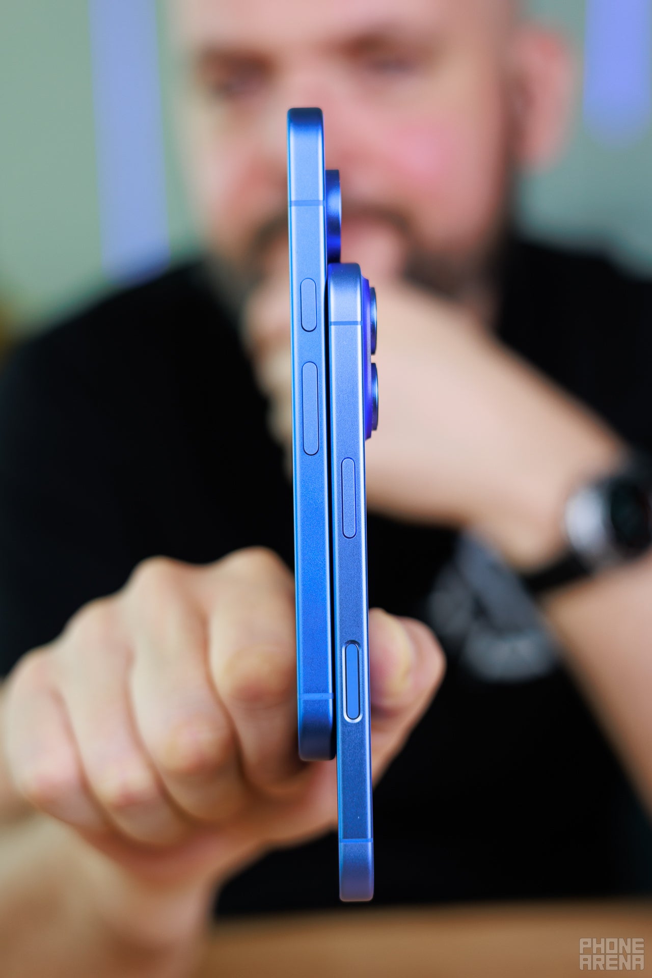 Although it might not be immediately obvious, the iPhone 16 is thinner, and you can definitely feel the difference. | Image by PhoneArena - Pixel 10 vs iPhone 16: The $799 Android that will make iPhone owners switch