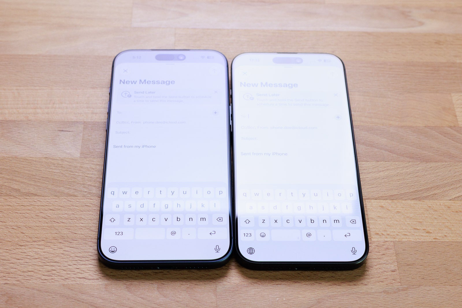 All iPhone 17 models come with new anti-reflection coating on the screen (iPhone 17 Pro Max on the left, 16 Pro Max on the right) - iPhone 17 Pro Review: Practicality over gimmicks