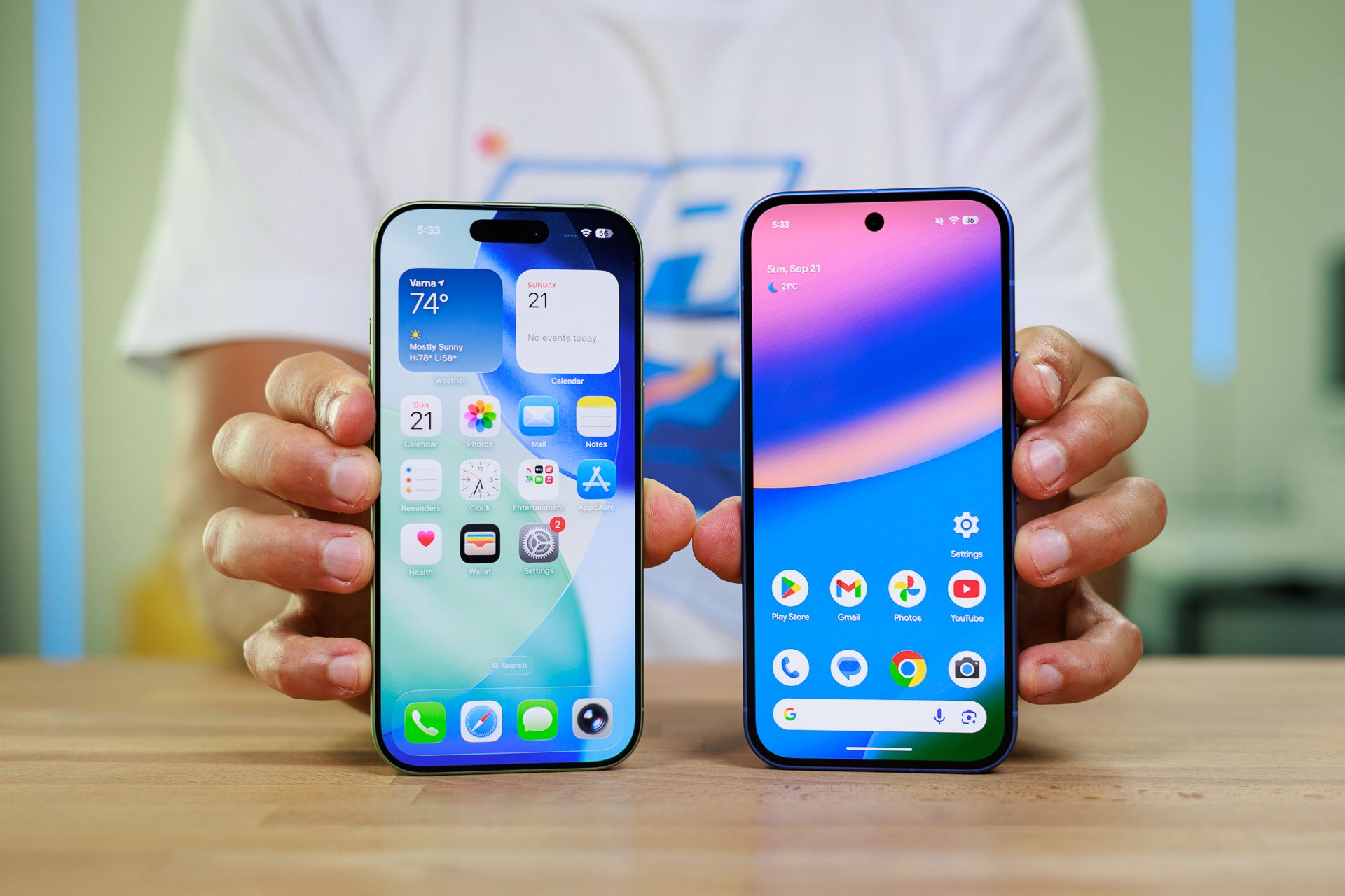 The iPhone 17 gets the Pro display from its pricier counterparts, leveling the playingfield with the Pixel 10. | Image credit &amp;mdash; PhoneArena - iPhone 17 vs Pixel 10: The most heated $799 flagship battle in a decade