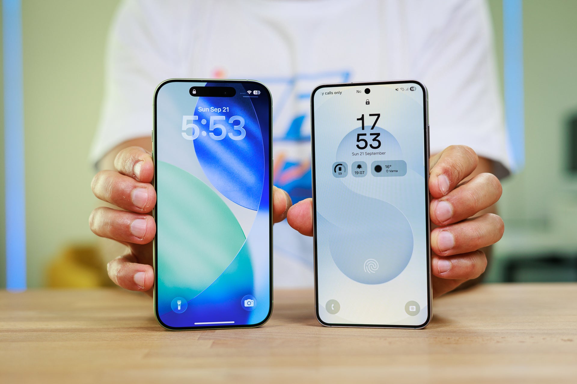 iPhone 17 now has Apple&#039;s brightest display yet, finally with 120Hz ProMotion. | Image credit — PhoneArena - iPhone 17 vs Galaxy S25: Who wins the $799 flagship battle of 2025?