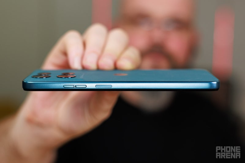 Moto G Play 2026 side buttons close-up.