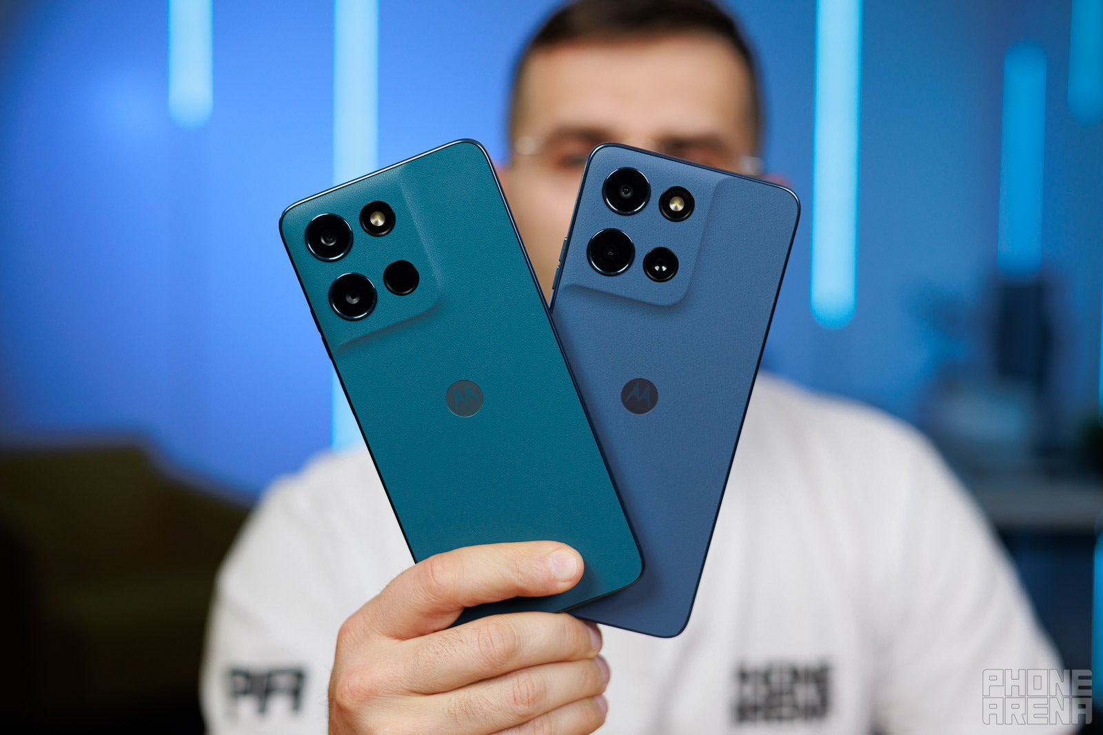 Same body, same feel&mdash;Moto G (2026) and G Play (2026) are basically twins in vegan leather. | Image credit&ndash;PhoneArena - Motorola Moto G Play (2026) vs Moto G (2026): All the differences