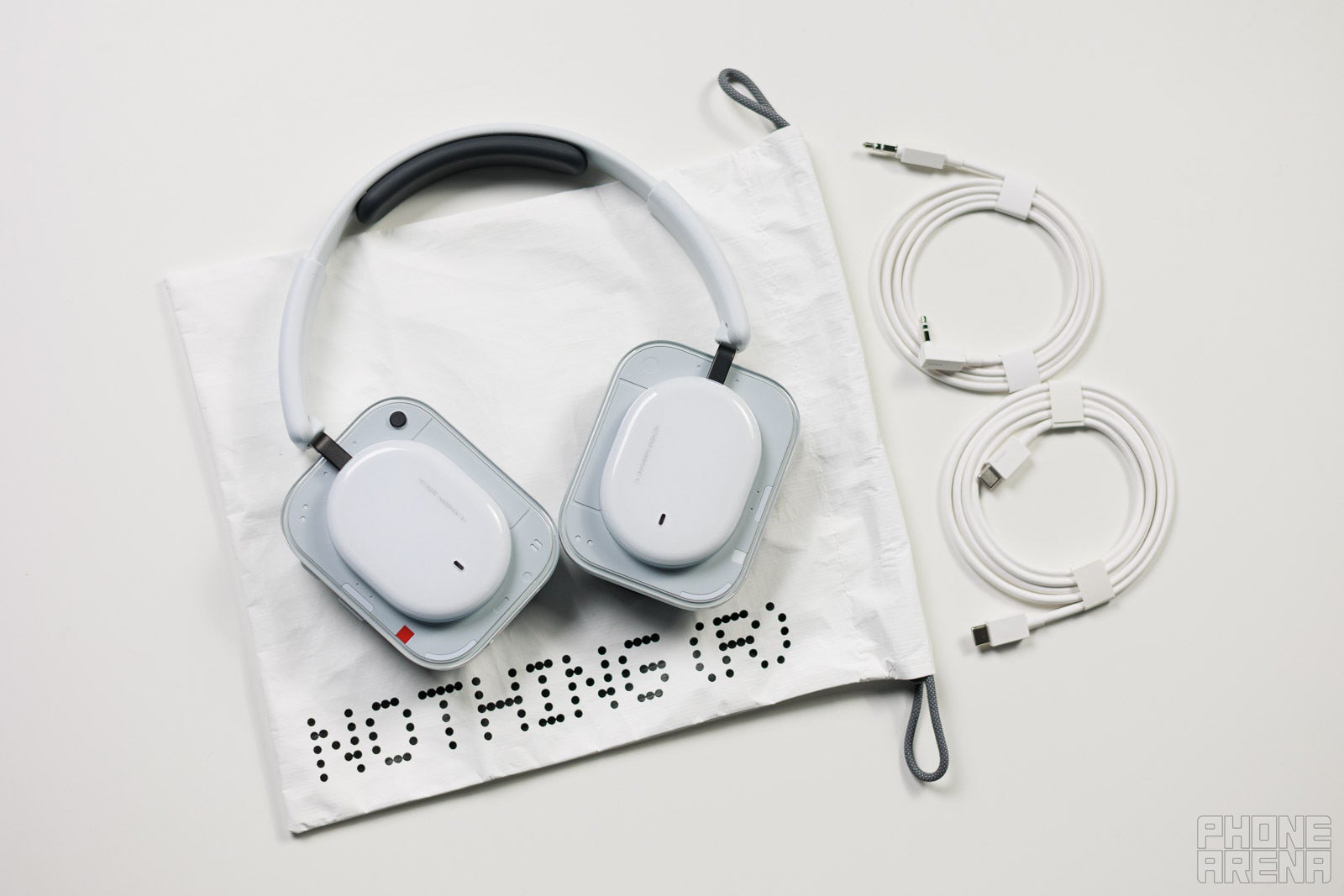 Branded pouch and pretty nice cables | Image by PhoneArena - Nothing Headphone (a) review: the wireless audio market is cornered