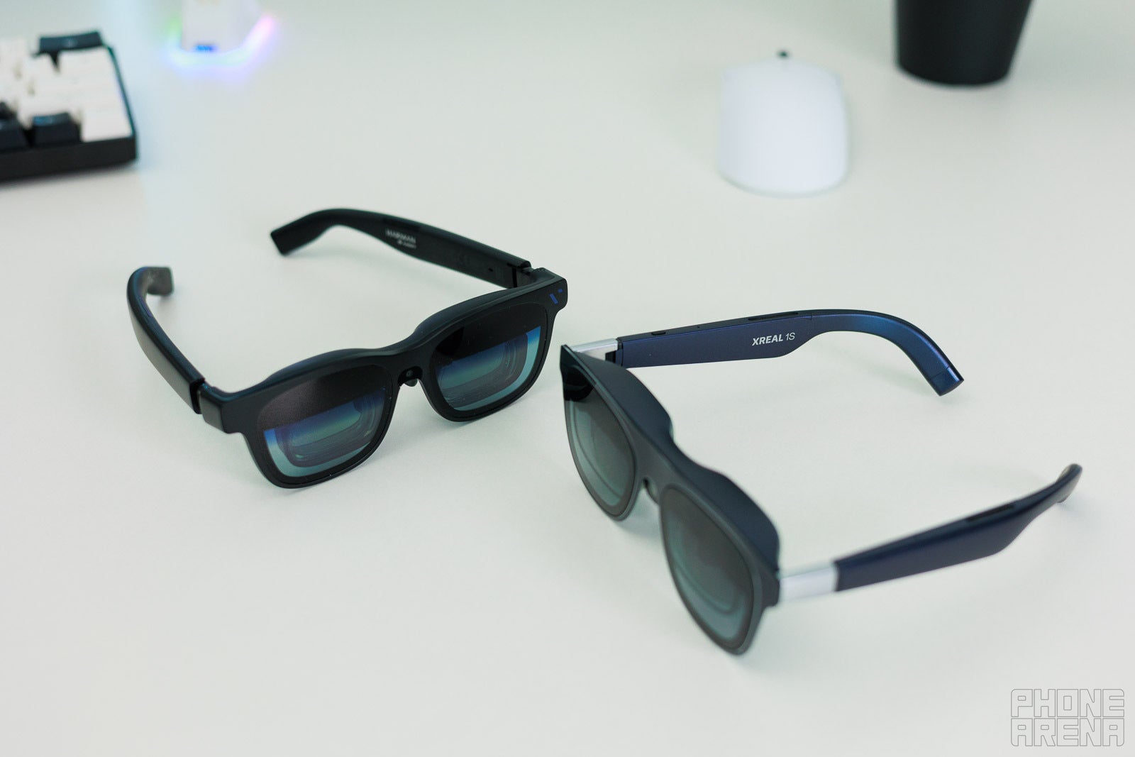 Viture Beast (left) vs Xreal 1S (right) - their dimensions are more or less the same. | Image by PhoneArena - Viture Beast review: Promising XR glasses in need of some fixes