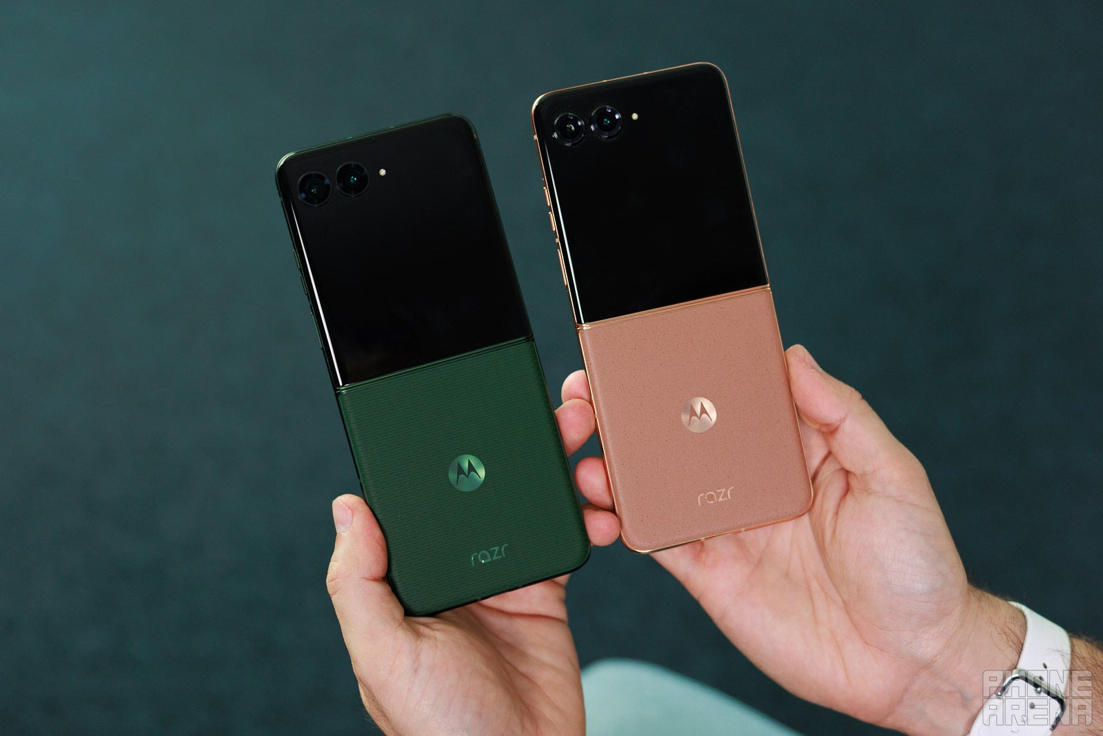 A rich, earthy shade of green on the Razr Plus 2026 | Image by PhoneArena - Motorola Razr Plus (2026) vs Razr Plus (2025): All the differences explained