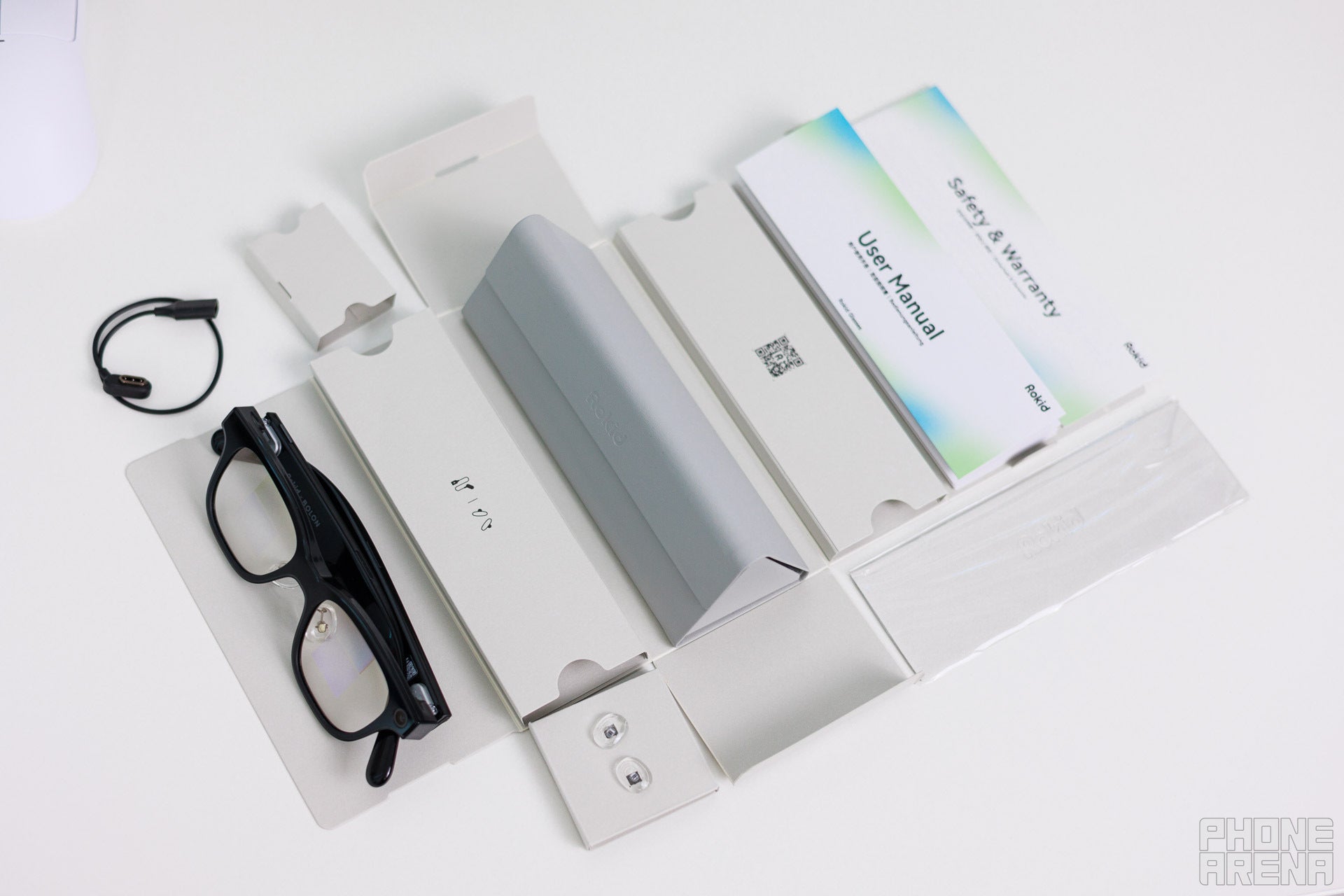 The only thing missing is a charging case. | Image by PhoneArena - Rokid Glasses review: AI glasses with a screen