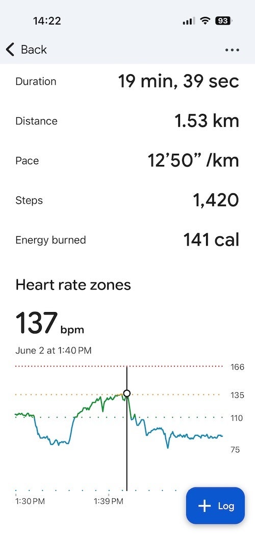 The Fitbit Air accurately picked up my elevated heart rate as I was walking up the stairs | Image by Screenshot by PhoneArena - Fitbit Air Review