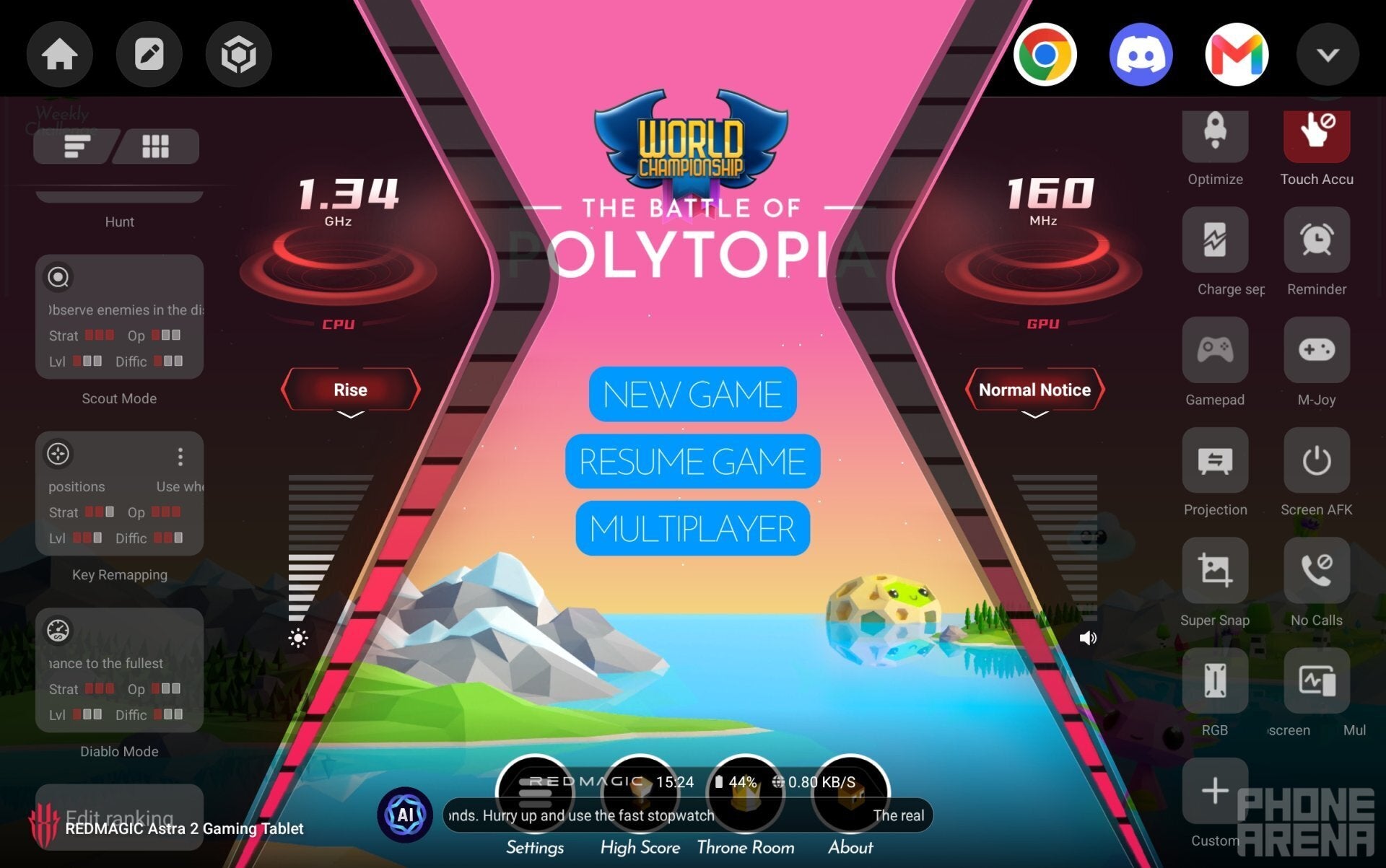 Enabling Rise mode from the Energy Cube interface. | Image by PhoneArena - RedMagic Astra 2 Review: The best Android gaming handheld