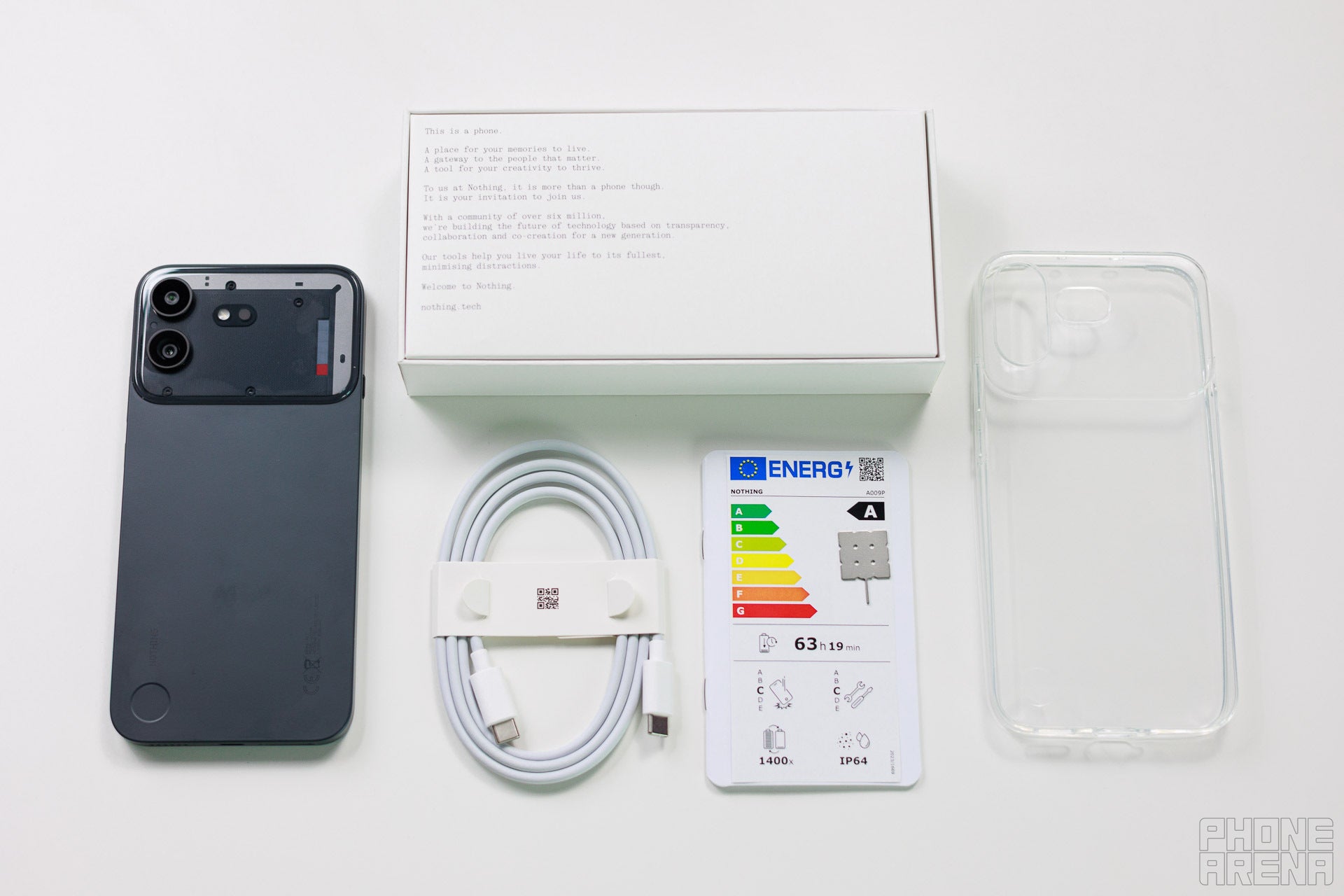 There's a case in the box, but it's not necessarily one you'd want to use. | Image by PhoneArena - Nothing Phone (4b) review: A decent but generic offering