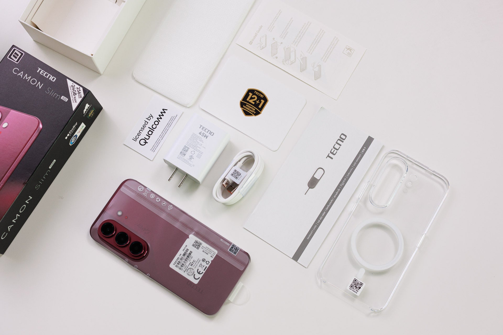 So much stuff in the box! | Image by PhoneArena - Tecno Camon Slim 5G hands-on: Ultra-thin design meets big-battery practicality
