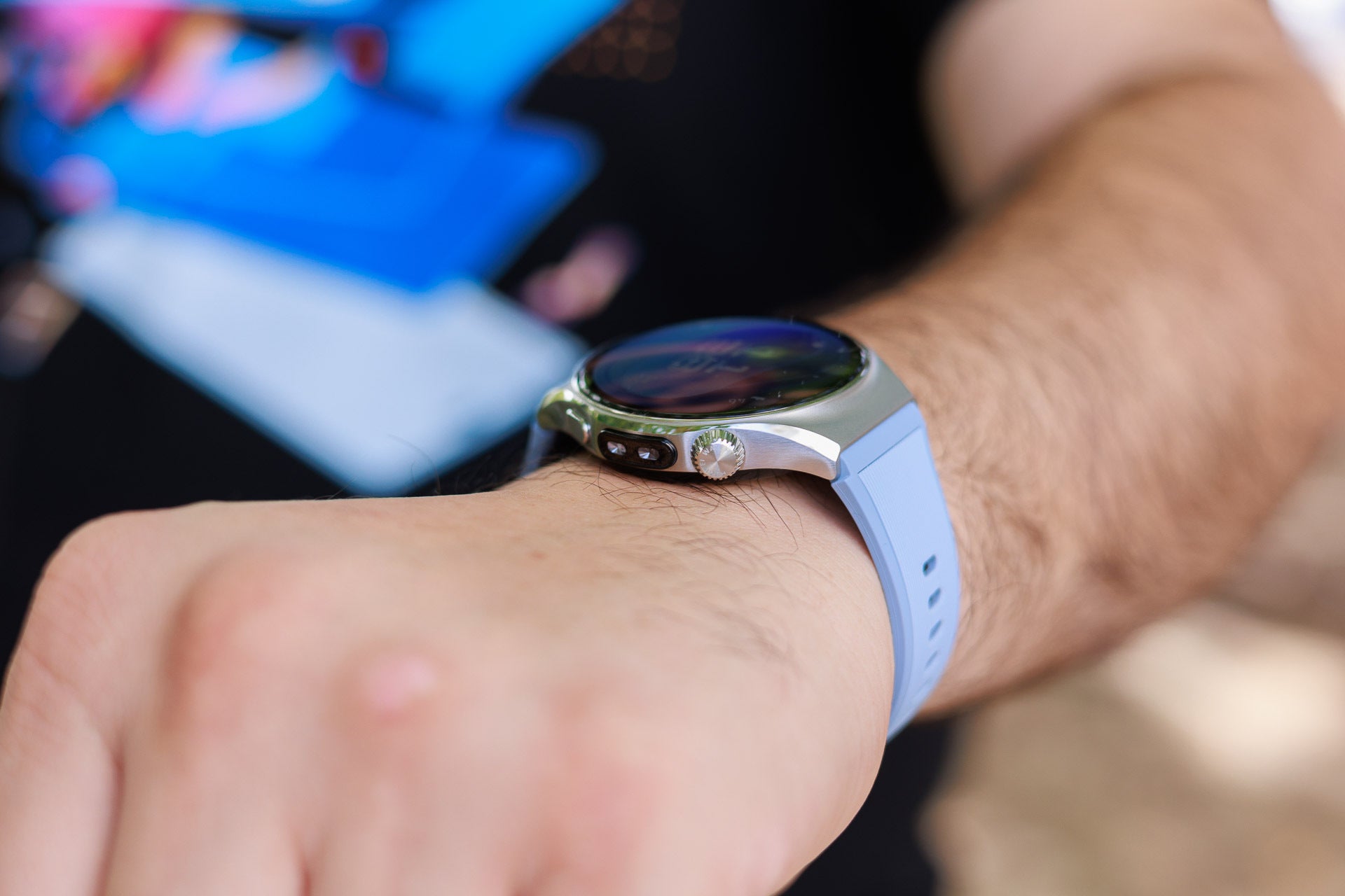 The domed sapphire glass on top of the bright AMOLED gives the watch a unique, premium look. | Image by PhoneArena - Huawei Watch 6 Review: The best practical smartwach out there?