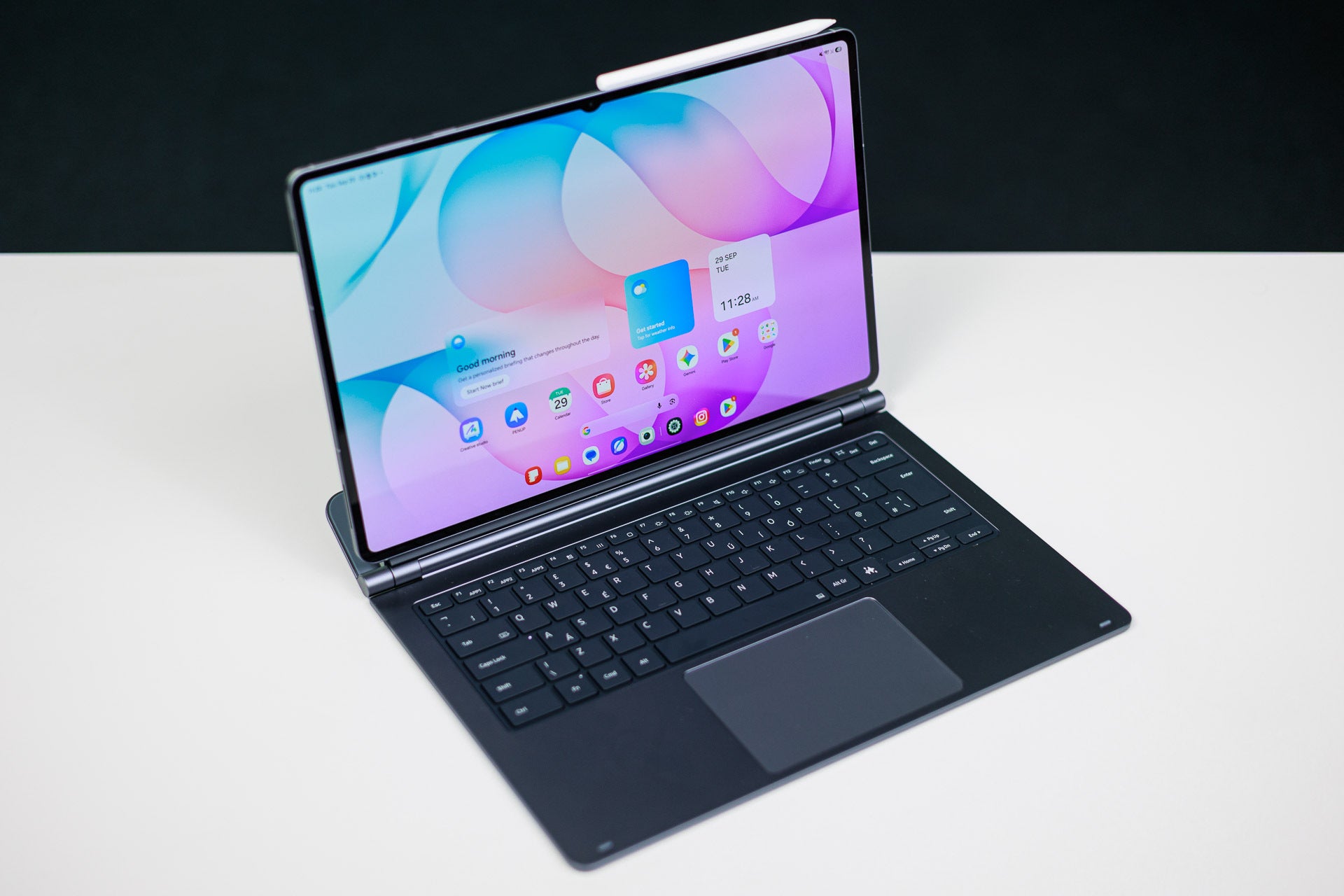 The Pro keyboard transforms the tablet into a full-blown Android laptop. | Image by PhoneArena - Samsung Galaxy Tab S12 Ultra review: Last year's tablet at next year's price