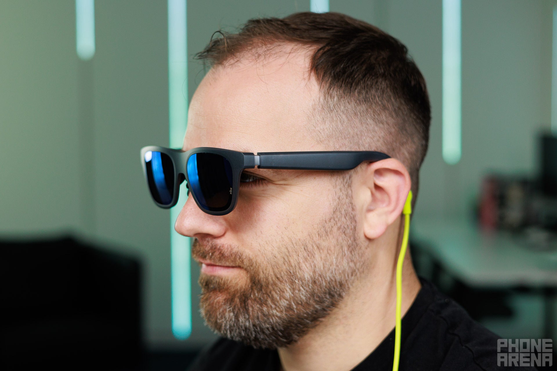 The front lens have a very cool tint. | Image by PhoneArena - Xreal xbx a01+ Review: Superb budget XR glasses with a unique style
