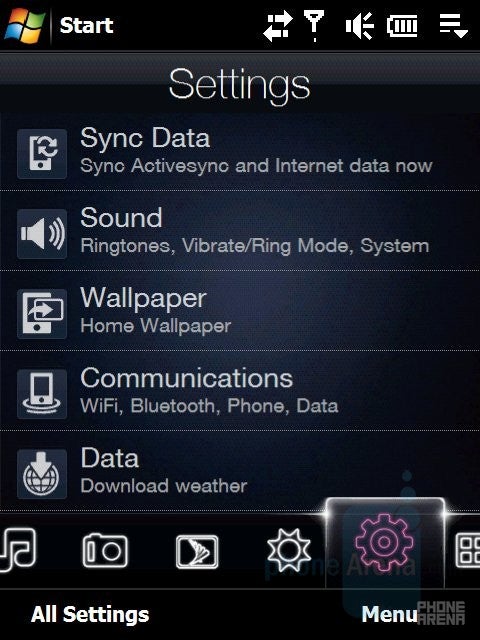 Settings - HTC Touch Pro Sprint CDMA Review
