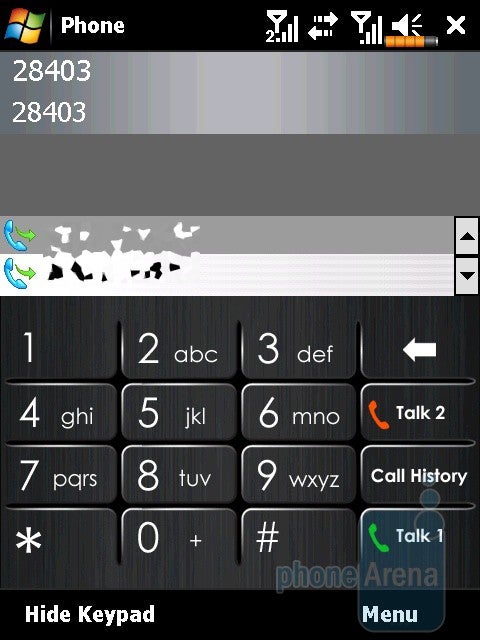 Dialing menu - Acer DX900 Review